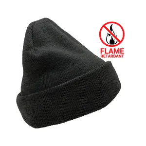 FR Inherent Flame Retardant Knit Cuff Beanie Hat Winter Fire Proof Toque Watch Cap Head Protection for Gas Station