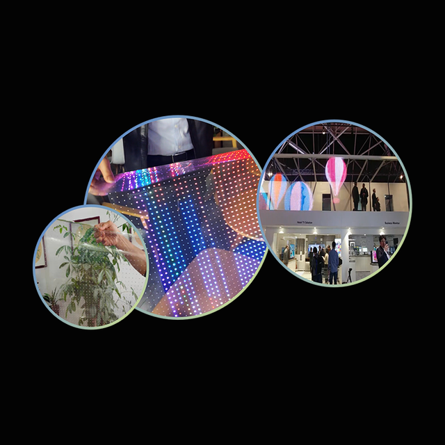 Botai  512*240mm Colorful Indoor LED Crystal Film Screen Transparent Film Screen on Glass Transparent Led Film