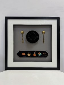 Nordico minimalista 3D pittura del caffè Vintage cornice nera per cucina bar negozio di arte decorativa - Product Image 3