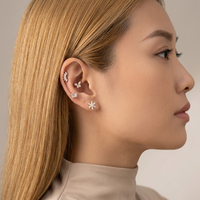 Maina G23 F136 Titanium Internally Thread Labret Piercing Flower Butterfly Zircon Ear Lip Stud Cartilage Tragus Helix Earrings