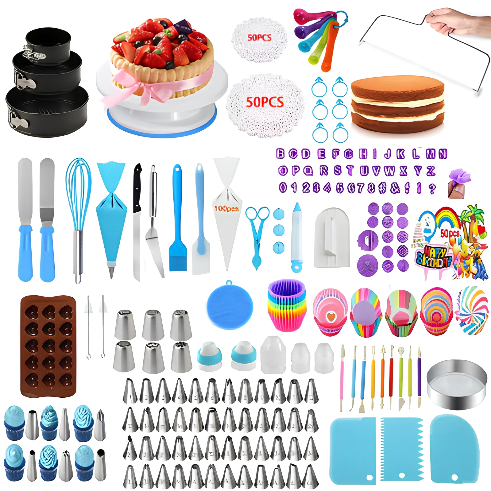Juego de plato giratorio para pasteles de 623 piezas