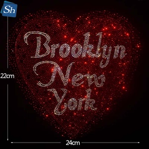 Parche Termoadhesivo Brillante con Diseño de Corazón de <span class=keywords><strong>Brooklyn</strong></span>, Nueva York, para Decorar Chaquetas y Prendas - Product Image 1