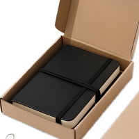 Kotak Pengiriman Kertas Kraft Bergelombang Grosir Kustom dengan Set Buku Catatan Kulit Hitam Kemasan Hadiah Minimalis untuk Pengiriman