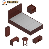 Braunes Schlafzimmer-Möbelset mit Plattformbett Nachttisch Kleiderschrank Schreibtisch Hocker und TV-Schrank für Hotel-Schlafzimmer-Möbelset
