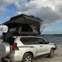 Carpa de techo con control remoto, bolsa para zapatos, carpa de techo de aluminio impermeable para camioneta, con acceso a techo corredizo para SUV