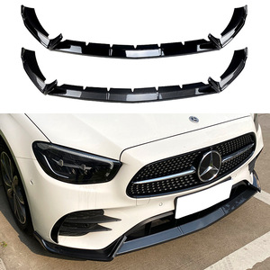 Mercedes-Benz E-Class W213 2021+ Front Bumper Lip Splitter Piano Black Carbon Fiber Texture PP Material - Product Image 1
