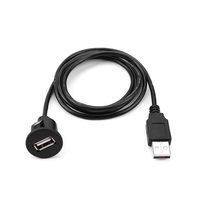 Câble d'extension USB 2.0 à port unique en cuivre pur tressé pour une charge rapide, à encastrer, pour voiture, camion, bateau, moto