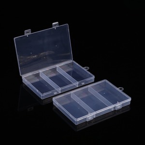 Boîte de rangement rectangulaire transparente à 3 compartiments avec couvercle rabattable pour cartes de visite et petits objets, organisateur de bureau - Product Image 2