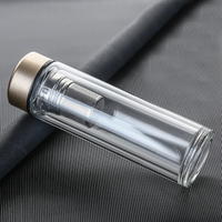 Bouteille d'eau en verre à double paroi transparente de 350 ml et 450 ml avec infuseur à thé et filtre, personnalisable avec logo – Meilleure vente 2026