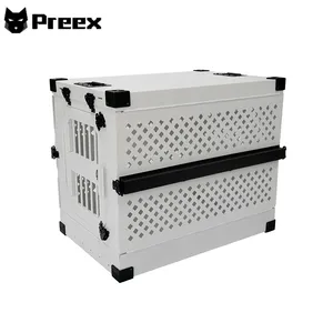 Aluminum Folding Dog Cat Cage Outdoor Portable Pet Dog Travel Carrier Car Airline Boarding Crates