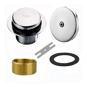 Juego de Desagüe de Bañera Redondo de Latón <span class=keywords><strong>Cromado</strong></span> Moderno de 3 Pulgadas, Ensamblaje de Filtro para Fregadero de Cocina, 5 Años de Garantía, Fácil Instalación - Product Image 1