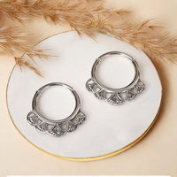 Anneau de septum en acier chirurgical en forme d'éventail avec dentelle, anneau segmenté articulé, anneau de nez, boucle d'oreille pour cartilage et daith, bijou de piercing unisexe