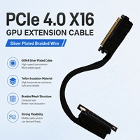 Câble Riser PCIe 4.0 X16 à 270 degrés (droit vers gauche) 32 Go/s, fil plaqué argent, pour montage vertical de GPU sur PC de station de travail IA