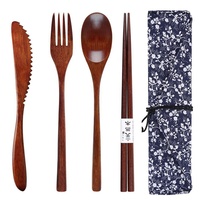 Vente chaude en gros OEM ODM couteau en bois cuillère fourchette baguettes ensemble de vaisselle d'extérieur portable pour la cuisine et la maison