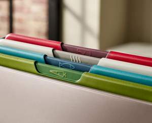 Ensemble de 3 planches à découper en plastique neuves avec poignée, pour légumes et viande, avec support - Product Image 2