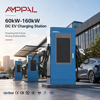 Station de recharge rapide pour véhicules électriques (VE) AMPPAL 60 kW-160 kW, à montage au sol, écran large 32 pouces, haute performance, pour usage commercial extérieur.