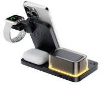 Station de charge multifonctionnelle 5 en 1 avec affichage numérique LED et horloge pour iPhone, Samsung, iWatch, écouteurs et autres appareils