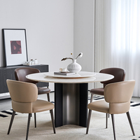 Luxuriöses Zeitgenössisches Marmor-Rundes-Esstisch-Set mit 6 Stühlen und Lazy Susan für Hotel-, Restaurant- und Küchengebrauch