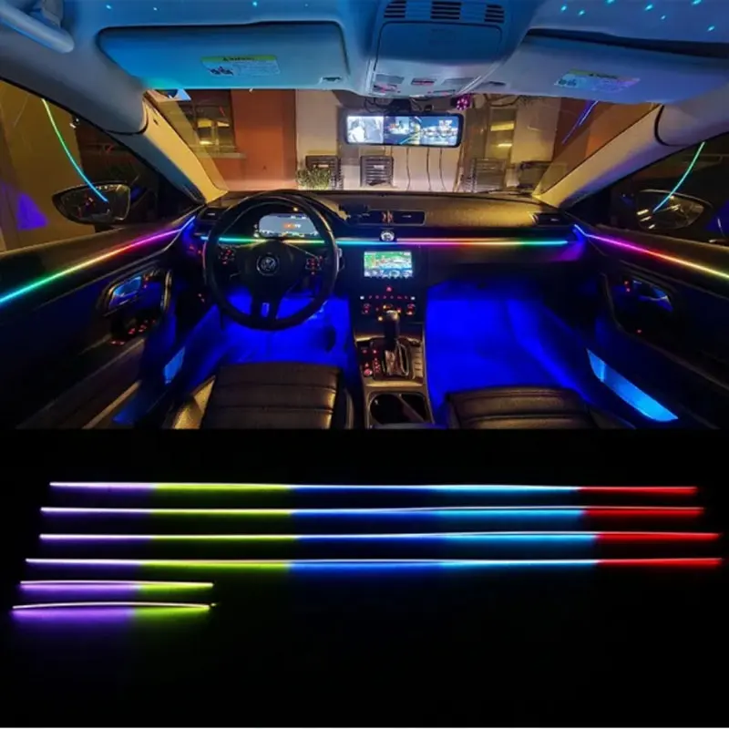 ضوء سيارة مرسيدس بنز, ضوء led داخلي 18 في 1 ضوء السيارة الداخلي led الاكريليك دليل الألياف البصرية شرائط سيمفونية الضوء المحيط لسيارة مرسيدس بنز كي