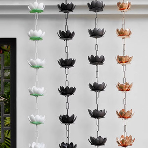 Chaîne de pluie décorative en métal pour jardin, guide d'eau de gouttière, drainage, utilisation intérieure et extérieure, violet - Product Image 1