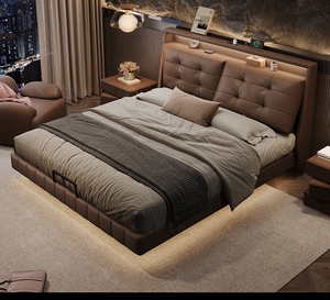 Hochwertiges Lederbett im Wolken-Design, Italienisches Schlafzimmer, Luxuriös-Minimalistisch mit Unabhängigen Staufächern - Product Image 2