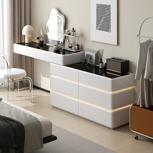 Table de maquillage et coiffeuse multifonctionnelle télescopique en bois massif, style minimaliste italien, pour bout de lit de chambre à coucher, <span class=keywords><strong>Stephanie</strong></span> - Product Image 1