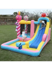 Candy Slide trampolin tiup memantul, Kombo rumah Dengan Kolam Renang