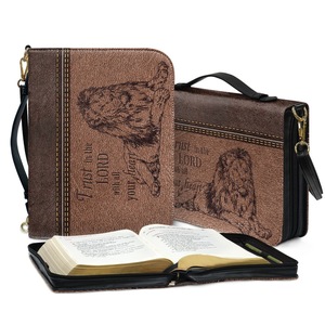 Funda grande de cuero PU para Biblia, bolsa de transporte con ASA, con cremallera, estampados florales, funda para Biblia - Product Image 1