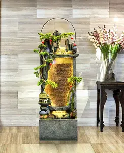 Zen Meditation Decor Home, Fengshui Resin Rockery Desktop Geometric Shape Outdoor Water Fountain Waterfall