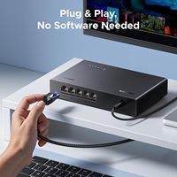 UGREEN Commutateur Réseau 5 Ports 2.5Gbps Non Géré, Hub Ethernet Plug & Play pour Routeur PC, Hub LAN, Sans Ventilateur, Montage Mural ou sur Bureau