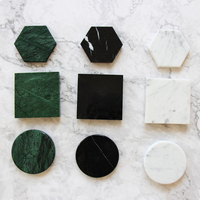 Ensemble de sous-verres en marbre naturel de style nordique, rond/carré/hexagonal, sous-verres en pierre faits à la main, résistants à la chaleur, antidérapants, épaisseur 10 mm