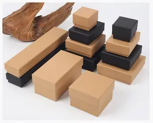 高品质多尺寸棕色牛皮纸小礼物礼品盒定制标志印刷牛皮纸首饰盒