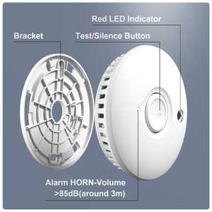 Détecteur de fumée à batterie au lithium certifié Q-label |   Alarme d'interconnexion sans fil RF à fonction d'auto-détection pour la détection d'<span class=keywords><strong>incendie</strong></span> - Product Image 1
