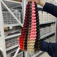 Extensions capillaires synthétiques Kanekalon de qualité supérieure, 24 pouces, ondulées profondes, 100g, pour tressage et crochet, vente en gros