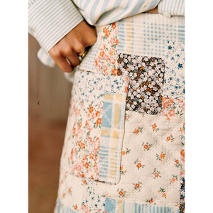 Minivestido floral acolchado de retazos personalizado para mujer, falda acampanada acolchada de algodón, falda acolchada de retazos florales - Product Image 6