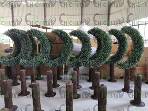 Décorations de Noël/Aïd personnalisées, arbres artificiels en forme de croissant de lune en olive, décorations de plantes uniques pour Noël/Aïd à vendre - Product Image 4