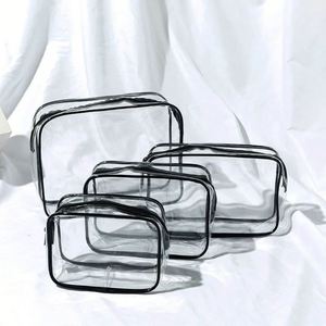 Fashionable PVC Transparent <b>Waterproof</b> Travel Makeup Organizer Pouch Simple Zipper Bath for Toiletry Wash <b>Bag</b> for Cosmetic - Product Image 1