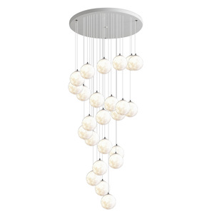 Đơn giản hiện đại trắng Duplex xây dựng Đèn chùm dài cho phòng khách sắt Bắc Âu không thường xuyên Loft phong cách bộ sưu tập - Product Image 4