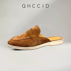 Mocassins en daim confortables et décontractés pour hommes, couleur unie marron, chaussures plates à enfiler, talon bas, pour jeunes - Product Image 2