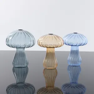 Glass Mushroom Vases for Flowers Colorful Mushroom Glass Bud Vases Decoration Elegant Home and Wedding Decor