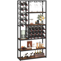 Casier à vin autoportant et armoire de bar en forme de rectangle avec support en verre pour bar à domicile et stockage d'alcool