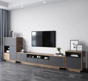 Ensemble <span class=keywords><strong>meuble</strong></span> en bois de présentation <span class=keywords><strong>et</strong></span> de rangement 2 couleurs mélangées 2 tiroirs <span class=keywords><strong>et</strong></span> 2 portes <span class=keywords><strong>meuble</strong></span> <span class=keywords><strong>TV</strong></span> pour salon - Product Image 6