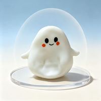 Jouet à presser anti-stress en forme de fantôme d'Halloween, transparent blanc, non-rétractable, rempli d'huile de coco, petit, moulable, en vaseline