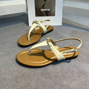여름 여성 정품 가죽 레트로 캐주얼 플랫 끈 팬티 Zoris 로만 샌들 - Product Image 2