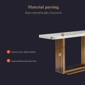 Table <span class=keywords><strong>console</strong></span> multifonctionnelle mobile <span class=keywords><strong>d</strong></span>'<span class=keywords><strong>entrée</strong></span>, style italien, luxe léger, moderne, minimaliste, en marbre et acier inoxydable - Product Image 3