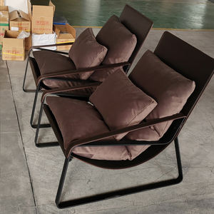 Sillón de Cuero Italiano Minimalista, Sillón Moderno con Estructura de Hierro Sólido y Relleno de Plumón para Sala de Estar - Product Image 3