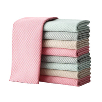Kain Lap Kaca Mikrofiber Bebas Serat untuk Pembersih Jendela, Dapat Digunakan Kembali, Daya Serap Tinggi, Tebal, Model Sisik Ikan