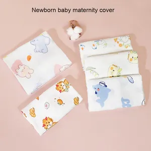 Couverture d'emmaillotage personnalisée en mousseline de coton bambou 100% tricotée, fine, blanche, à motifs de dessins animés, toutes saisons, pour nouveau-né, idéale pour la salle d'accouchement - Product Image 1