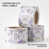 Label Kosmetik Tahan Air Anti Lembab Gulungan Stiker Vinyl Untuk Kemasan Botol Sabun Mandi Lavender