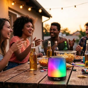 Altavoz TWS F022 con Luces LED RGB, Bajos Profundos, 8 Horas de Reproducción, Tarjeta TF, Llamadas Manos Libres, Altavoz Portátil para Fiestas Junto <span class=keywords><strong>a</strong></span> la Cama - Product Image 3